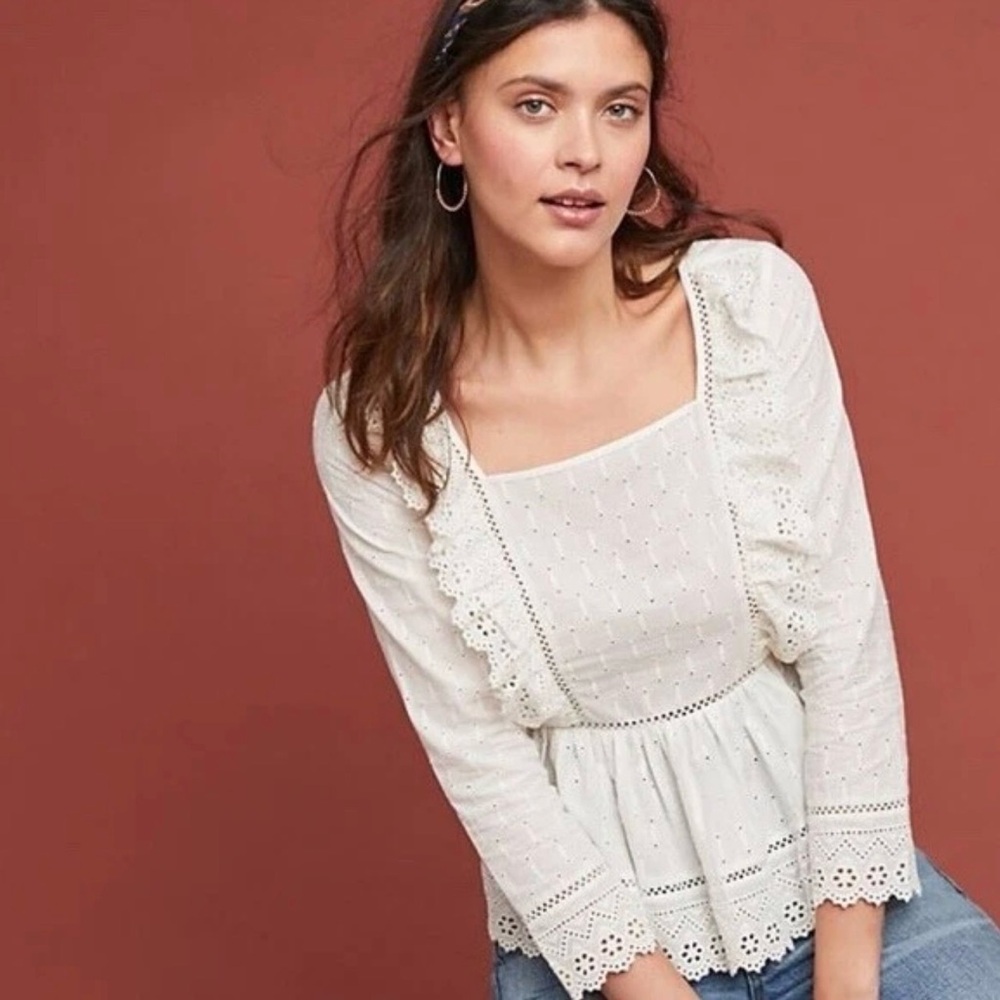 Anthropologie Meadow Rue Edelyn Ruffled Blouse